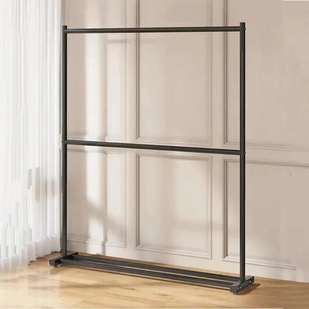 Clothing Rack Double Layers Folding Wardrobe With Wheels Placed On The Ground Living Room Shelf Home Furniture Drying Coat Rack