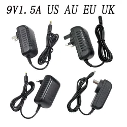 1PCS 9V1.5A New AC 100V-240V Converter Adapter DC 9V 1.5A 1000mA Power Supply EU  AU US UKPlug DC 5.5 x 2.1mm/5.5*2.5MM