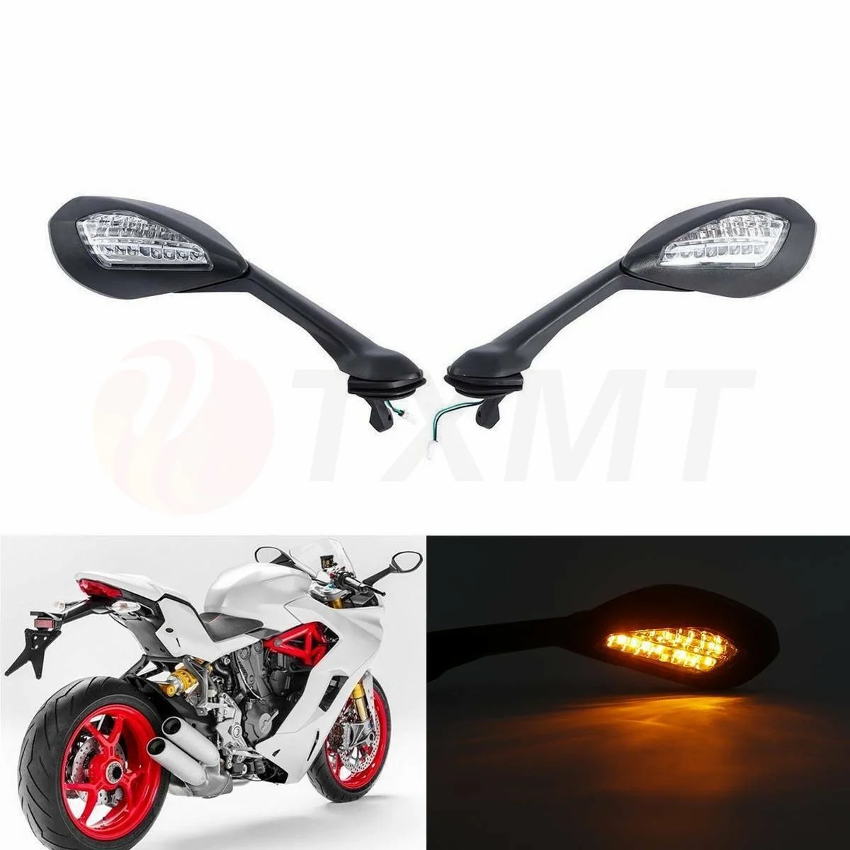 Motorcycle Rearview Side Mirrors LED Turn Signal Light Fit For DUCATI SuperSport S 936 17-20 SuperSport 939 2018