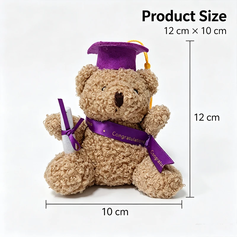5-Pack Mini Graduation Bear Plush Doll Set with Grad Cap And Sash Multi-Color Commemorative Party Gift for Graduates