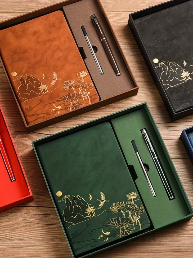 Ensemble de cahier, sélection de livre unique et de ensemble, sensation de peau et changement de couleur, couverture en matériau PU A5, coffret cadeau pour carnet de travail