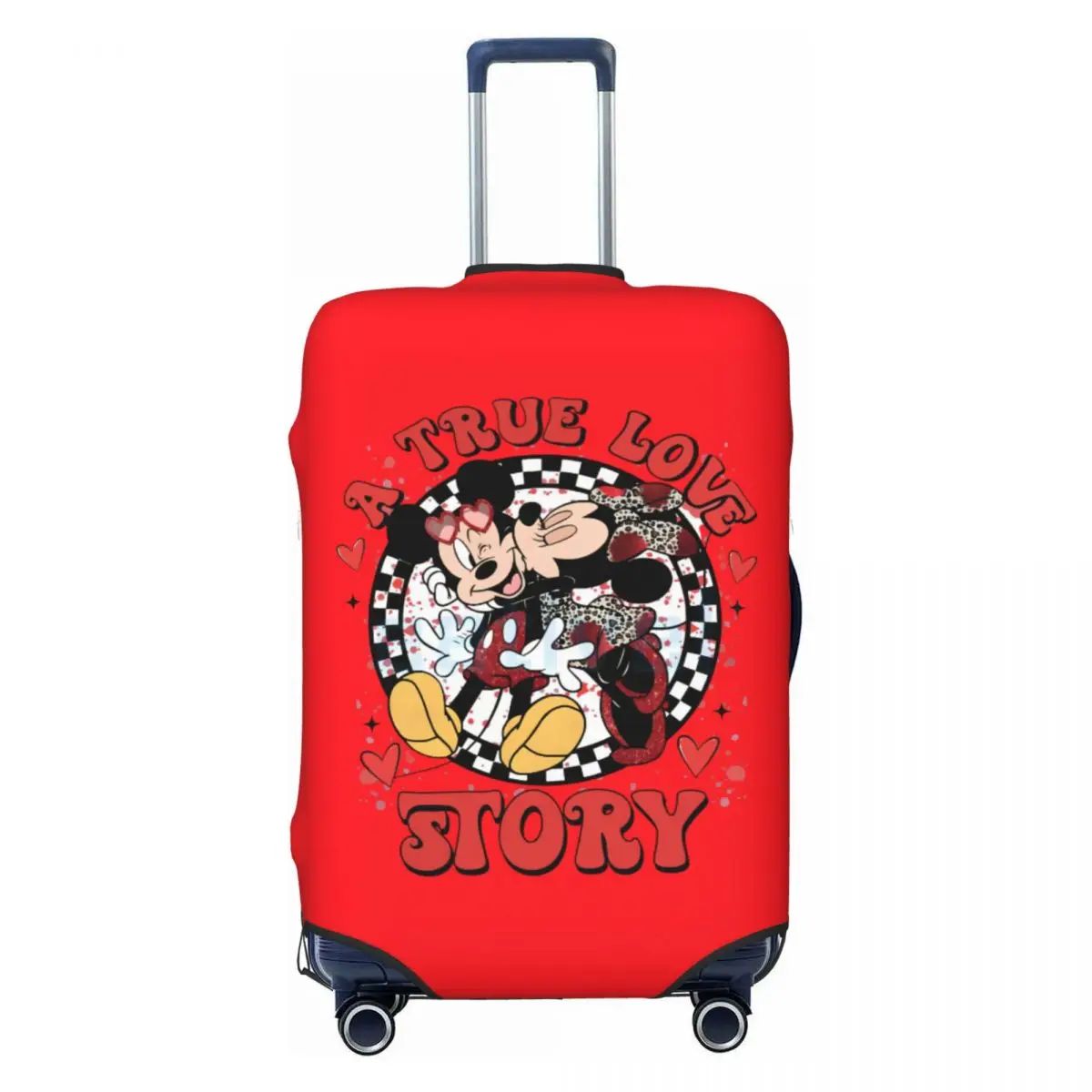 

Funny A True Love Story Mickey Minnie Luggage Cover Protector Elastic Cartoon Mouse Travel Suitcase Covers