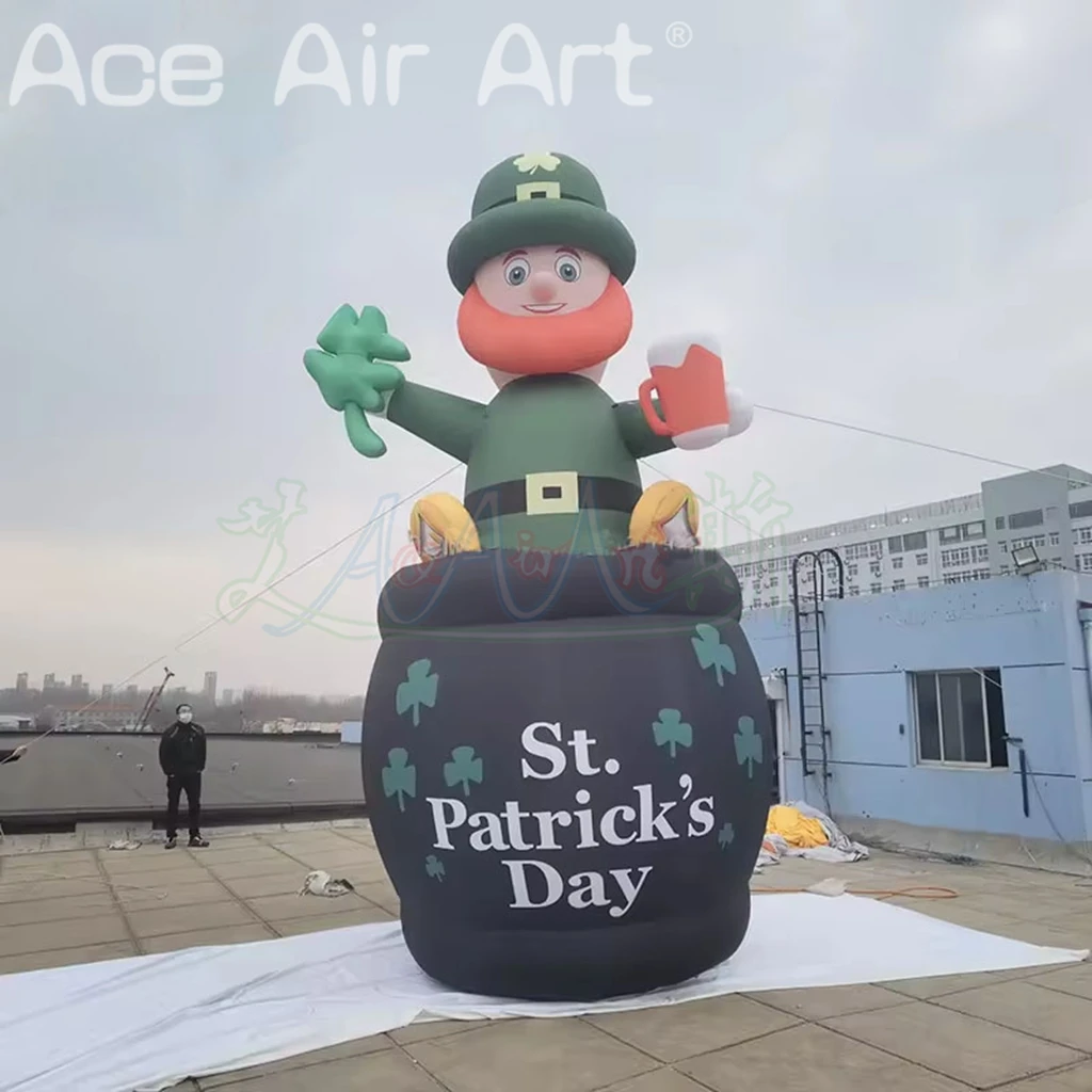 Mascota del Día de San Patricio, modelo de leprechaun inflable verde, decoración para eventos y fiestas al aire libre