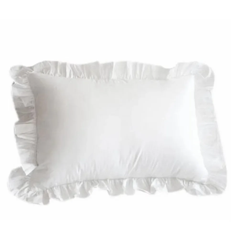 European Princess Pillow Cover Cushion 48*74cm White Ruffle Pillow Sham Decorative Cotton Pillowcases with Invisible Zipper