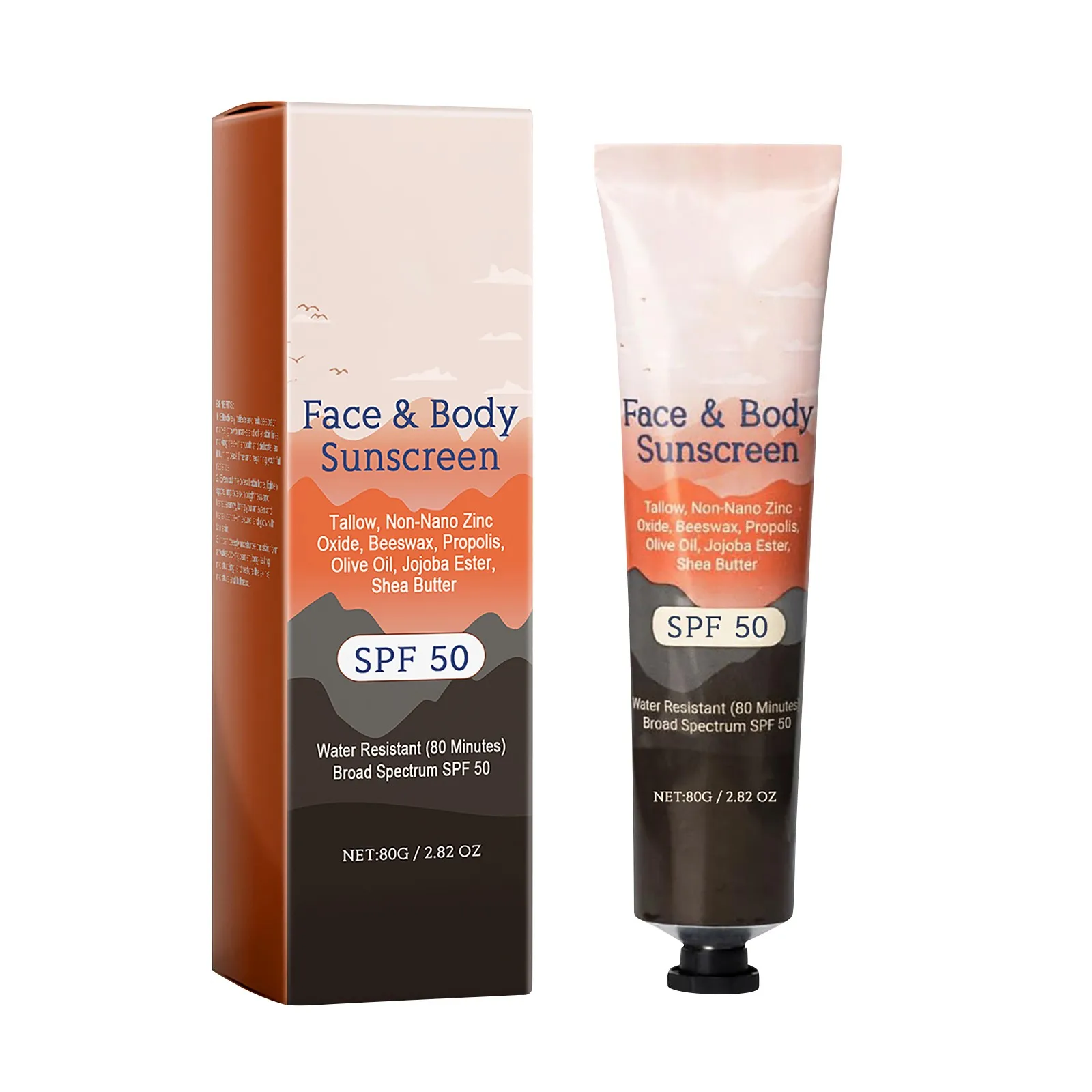 Sunscreen For Face And Body , Natural Tallow & Oxide Water Resistant Fragrance-Free, Non-Greasy