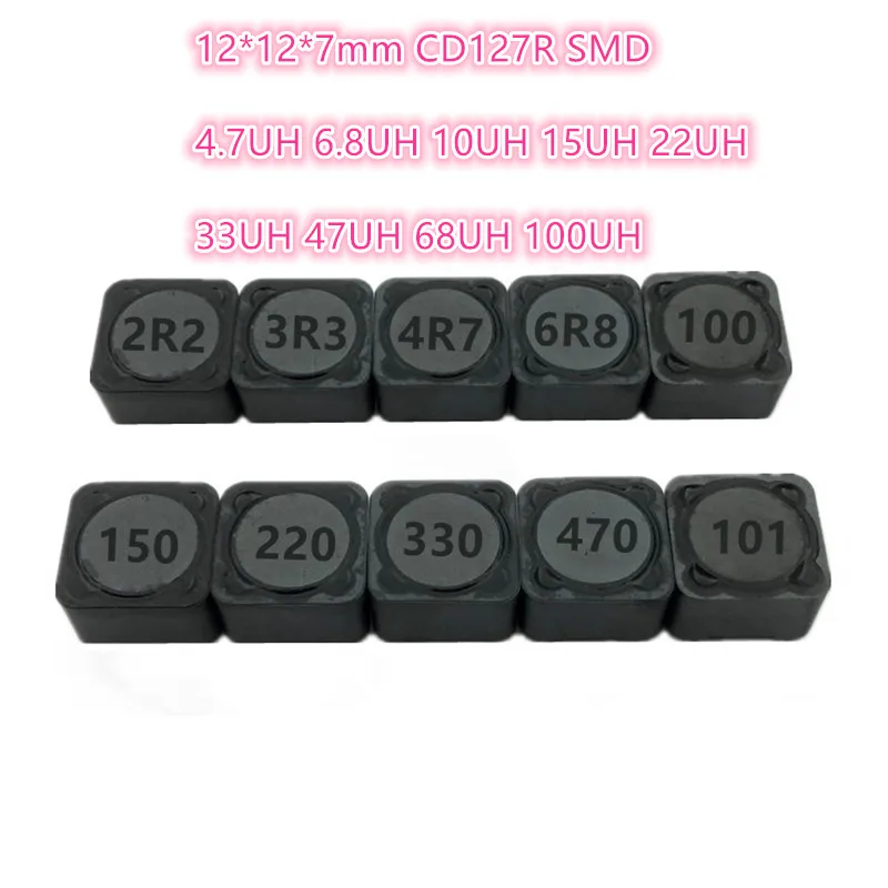 10PCS 12*12*7mm Power Inductance CD127R Shielded inductor SMD power inductor 4.7UH 6.8UH 10UH 15UH 22UH 33UH 47UH 68UH 100UH