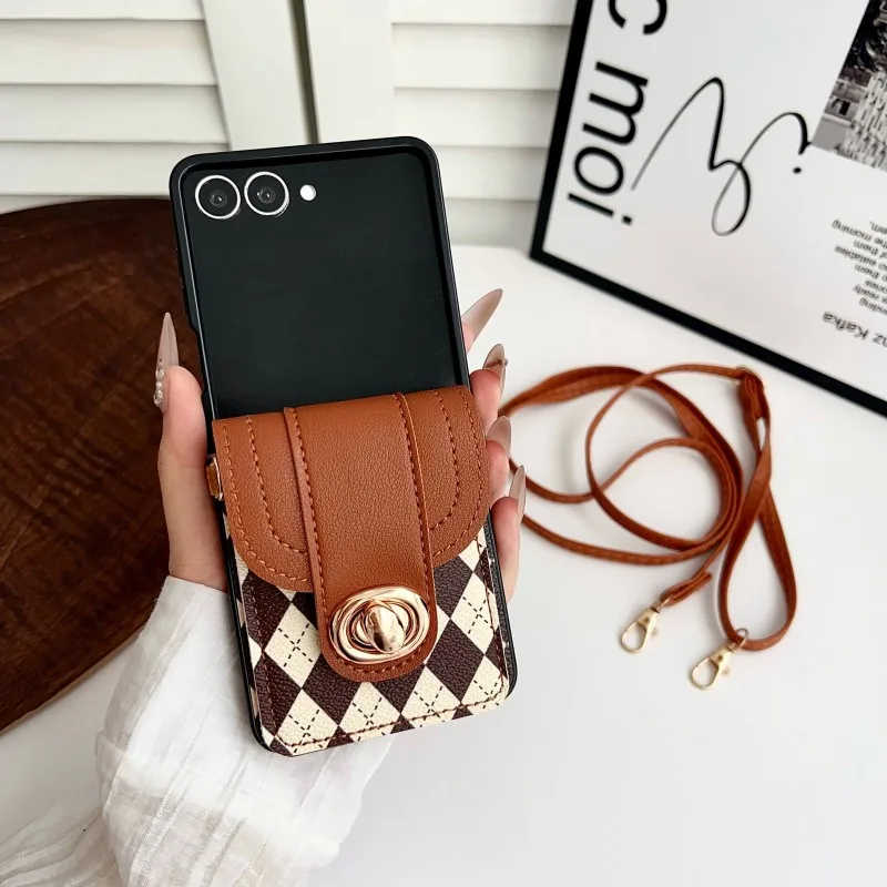 Diamant-Kartenhalter-Hülle mit Trageriemen für Samsung Galaxy Z Flip 7 8 6 5G ZFlip7 Flip7 – Stoßfeste Crossbody-Schutzhülle mit Umhängekordel – Detail 7