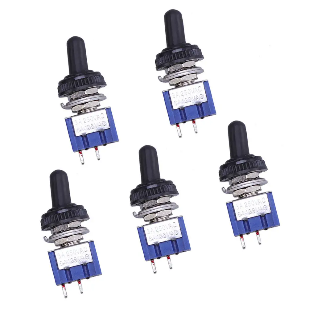 Mini 2P ON OFF Toggle Switch with Waterproof Cover 6A 125VAC 3A 250VAC Durable Electronic Component