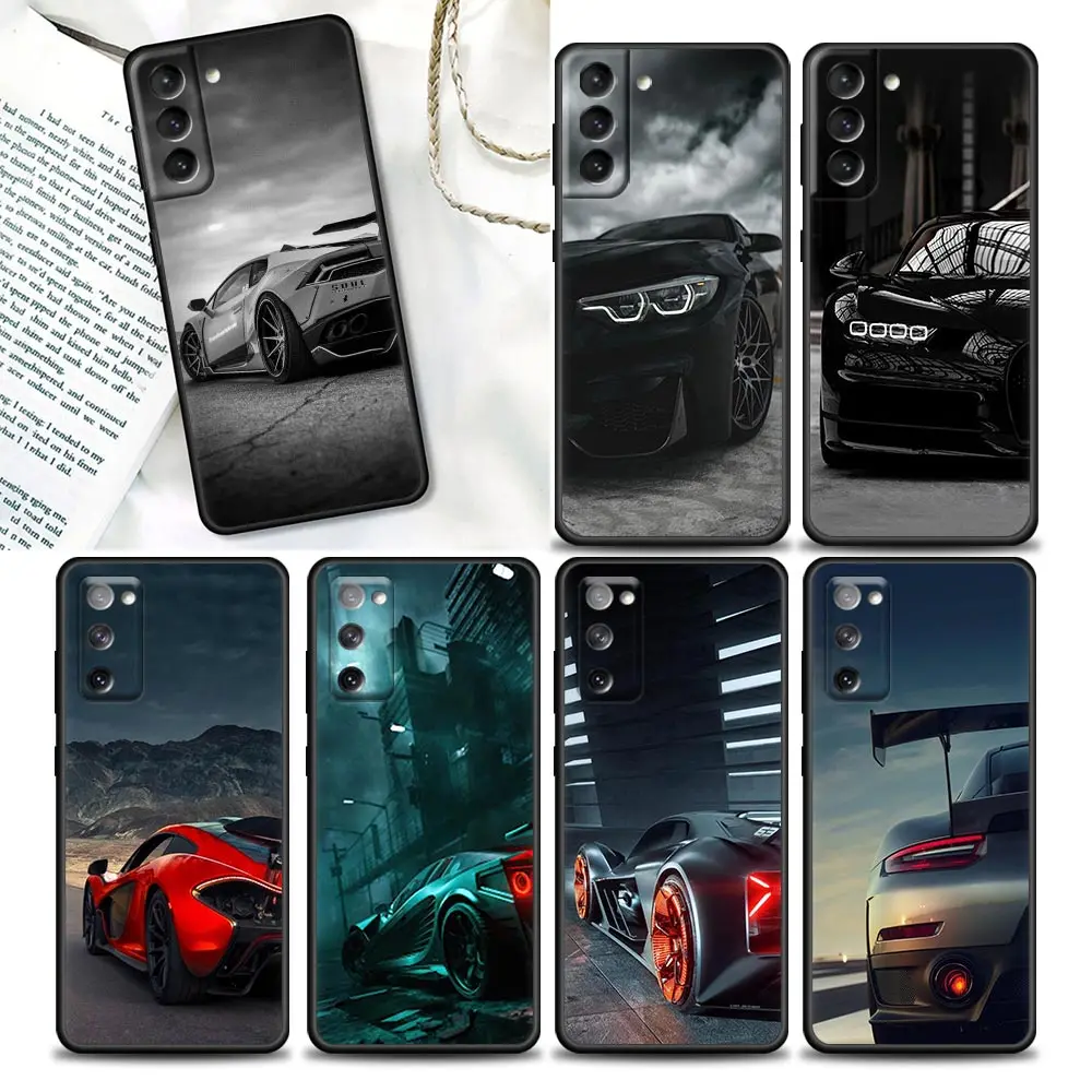 

Cool Sports Cars Male Men Phone Case For Samsung Galaxy S23 Ultra S20 S21 FE S25 S22 Plus S24FE Ultra 5G Case Black Soft Cover