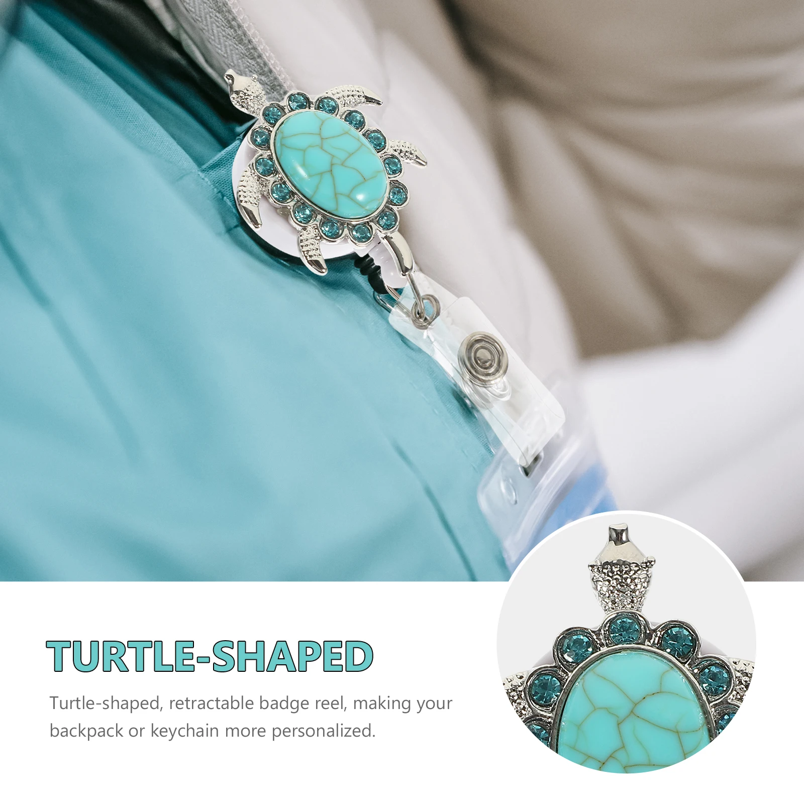 

Turtle Shaped Retractable Reel Personalized Backpack Keychain Decorative Multi Purpose Nurse Teacher Student Accessory Bulk Name