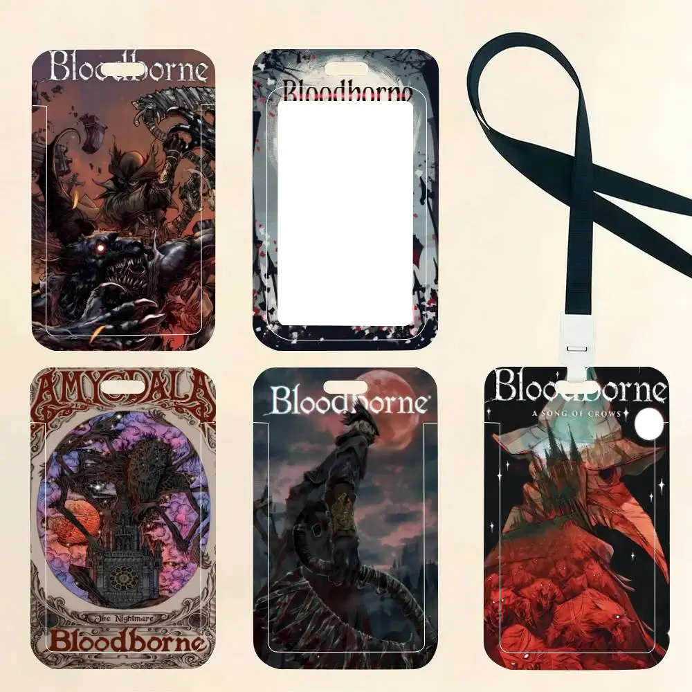 

Game B-Bloodborne ID Card Holder Neck Strap Pendant Door Badge Holder Lanyards Keychain Work Credential