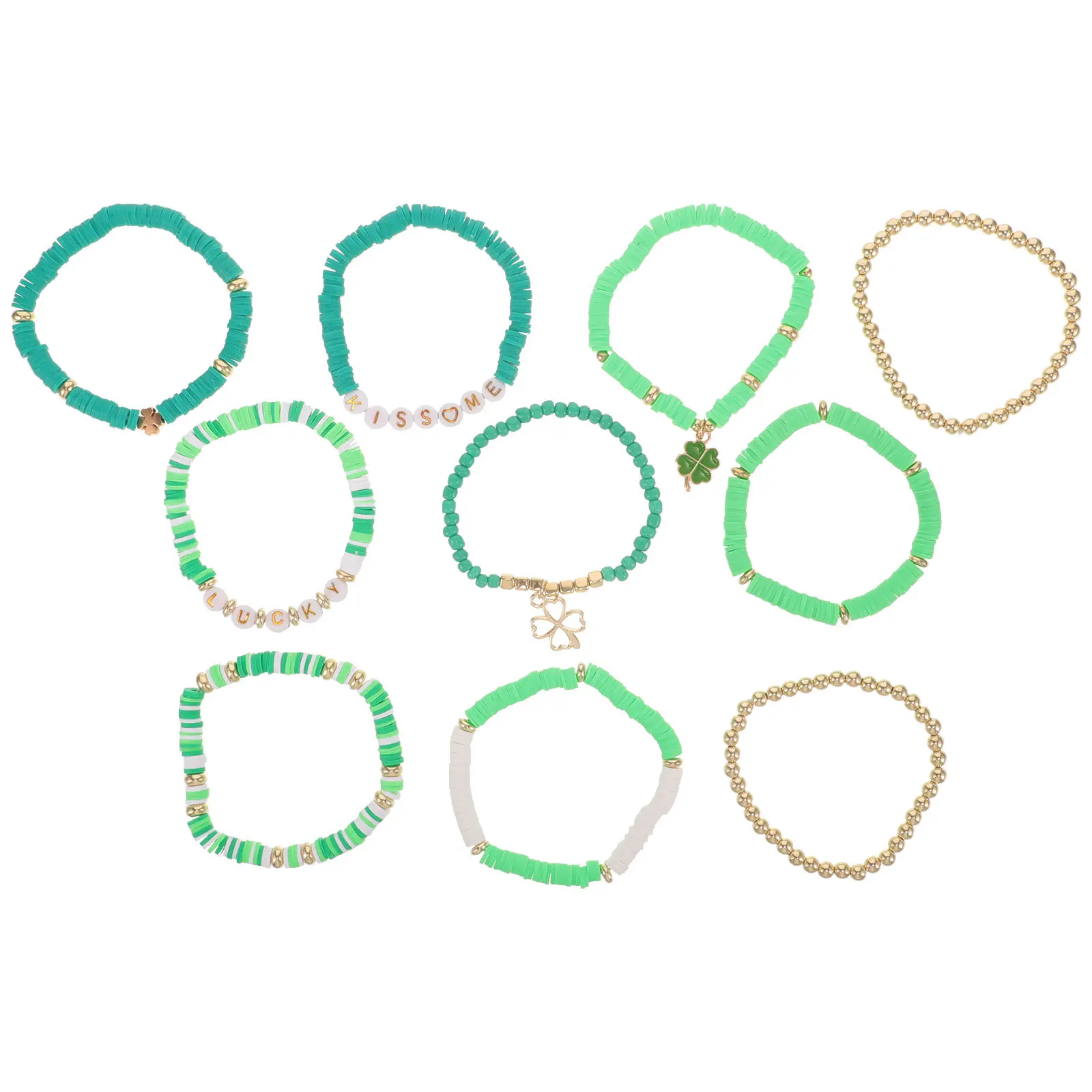 

10pcs Clover Pendant Bracelet For Women Lucky Wrist Chain Jewelry Gift St Patrick'S Day Party Favor Fashion Accessory