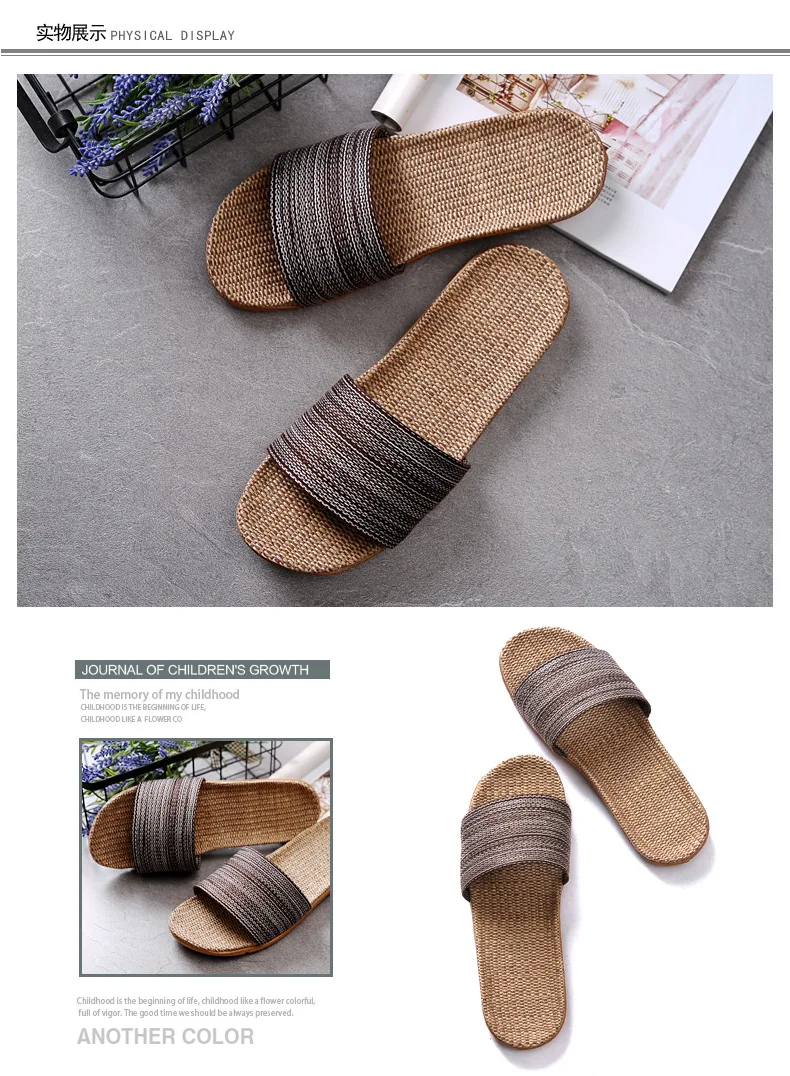 Leinen-Hausschuhe für Damen, Sommerhaus, Innenliebhaber, rutschfest, dicker Bodenschuh für Herren, Sommerhaus, Sandalen aus Baumwolle und Leinen – Detail 9