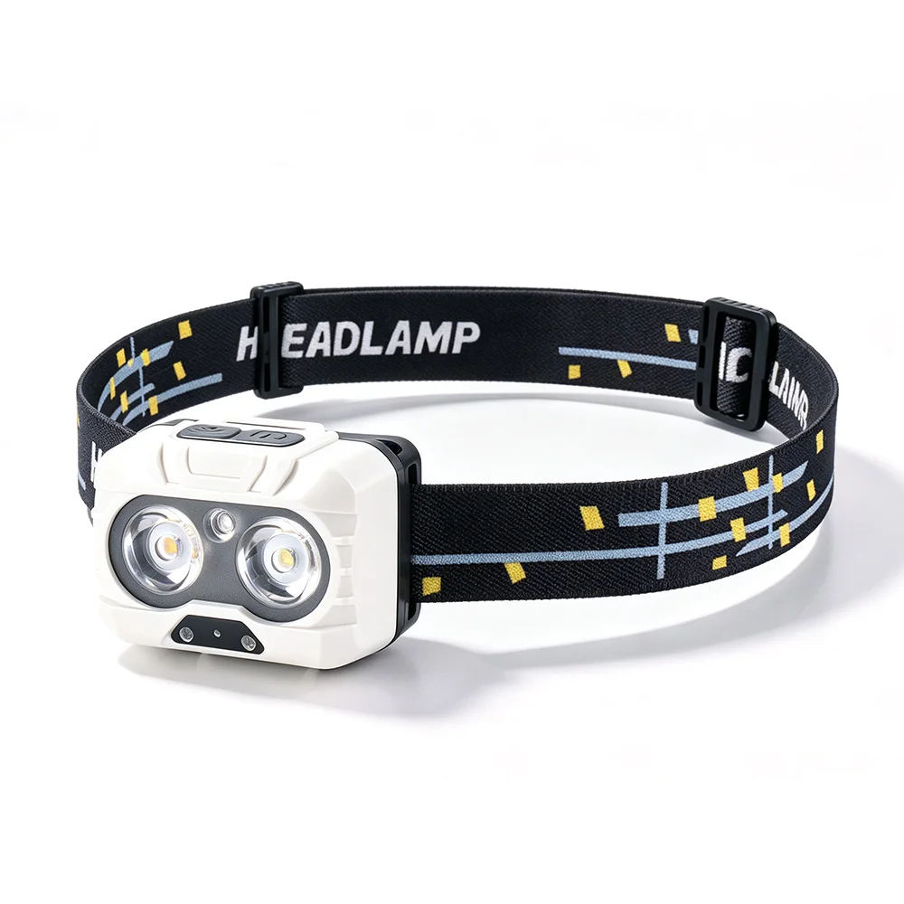 BORUiT K135 Motion Sensor Headlamp Lightweight LED Headlight AAA Battery Powered Waterproof Fishing Camping Head Flashlight