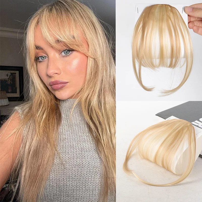 Synthetische Clip-in-Ponyfransen mit Seitensträhnen, Haarteile, künstliche Pony-Extensions für Frauen – Detail 17
