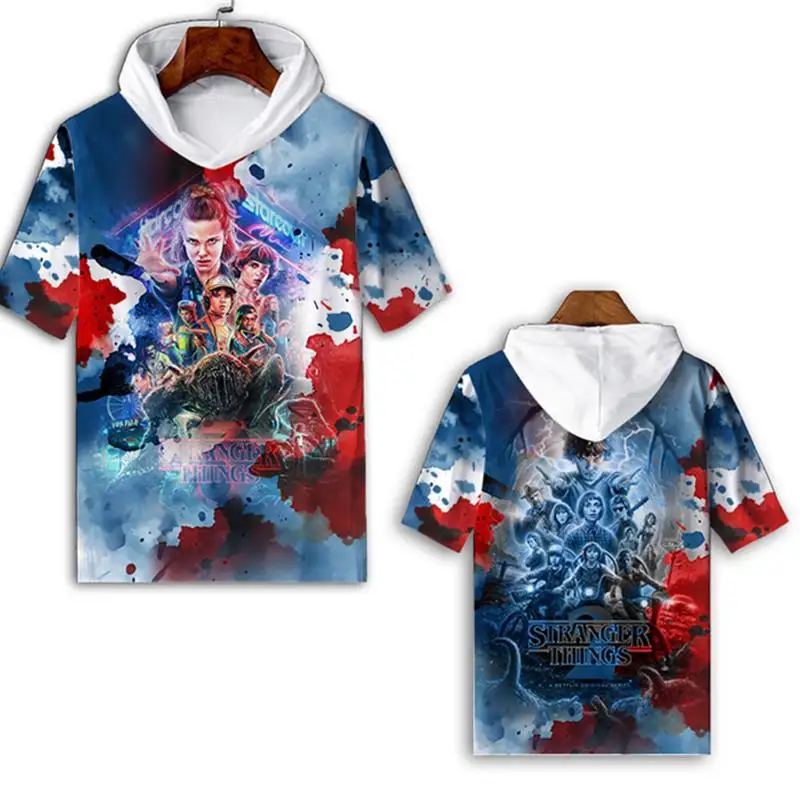 

New Arrival Stranger Things ort Sve T-irt Clothing Printed Top Polyester Fiber Cartoon Anime Theme Skin-friendly Breat...