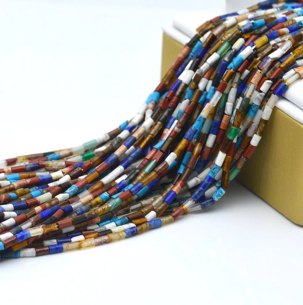 2x2mm 2x4mm 4x13mm Mixed Stone Loose Spacer Beads Strands Tube Beads Jewelry Making Accessories DIY Cylindrical Bead