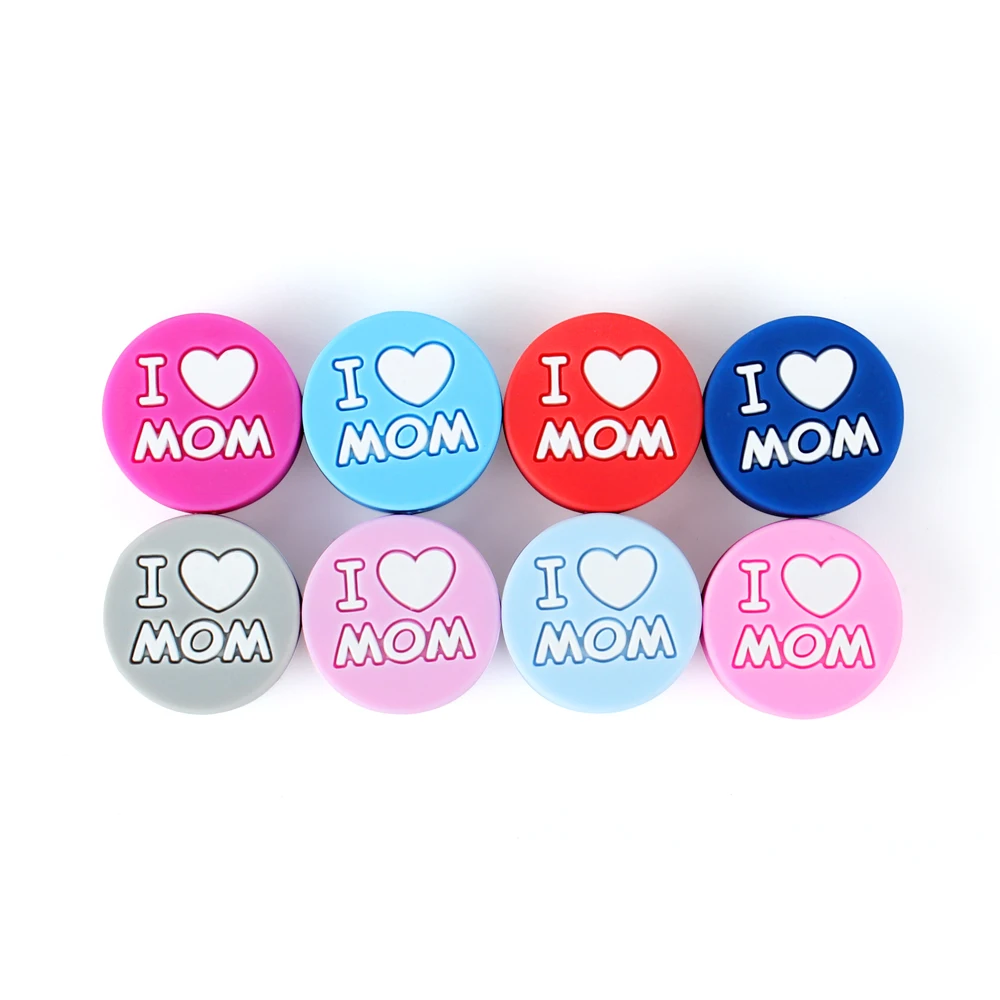 5/10/20pcs Silicone Beads I LOVE Mom Dad Beads for Making Jewelry DIY Beaded Pen Keychain Bracelet Necklace DIY Accessories Cute