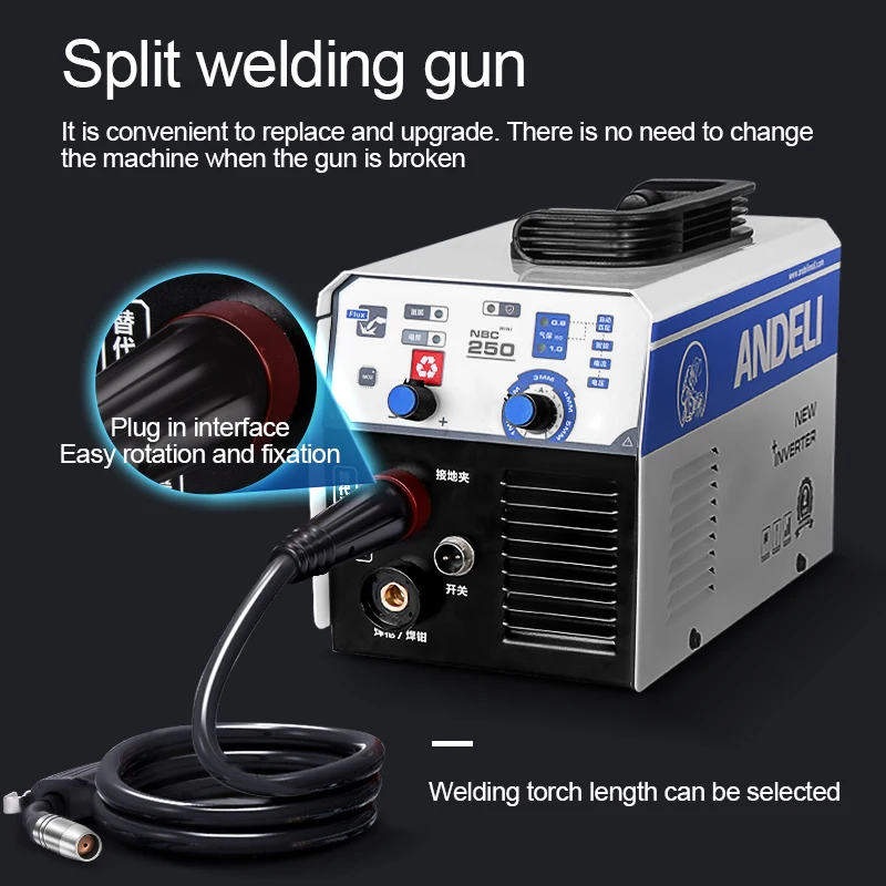 Welding Machine 220V 250ME Mini Semi-automatic Welding Machine Without Gas Flux Core Wire Inverter 1KG Capacity MIG Welder