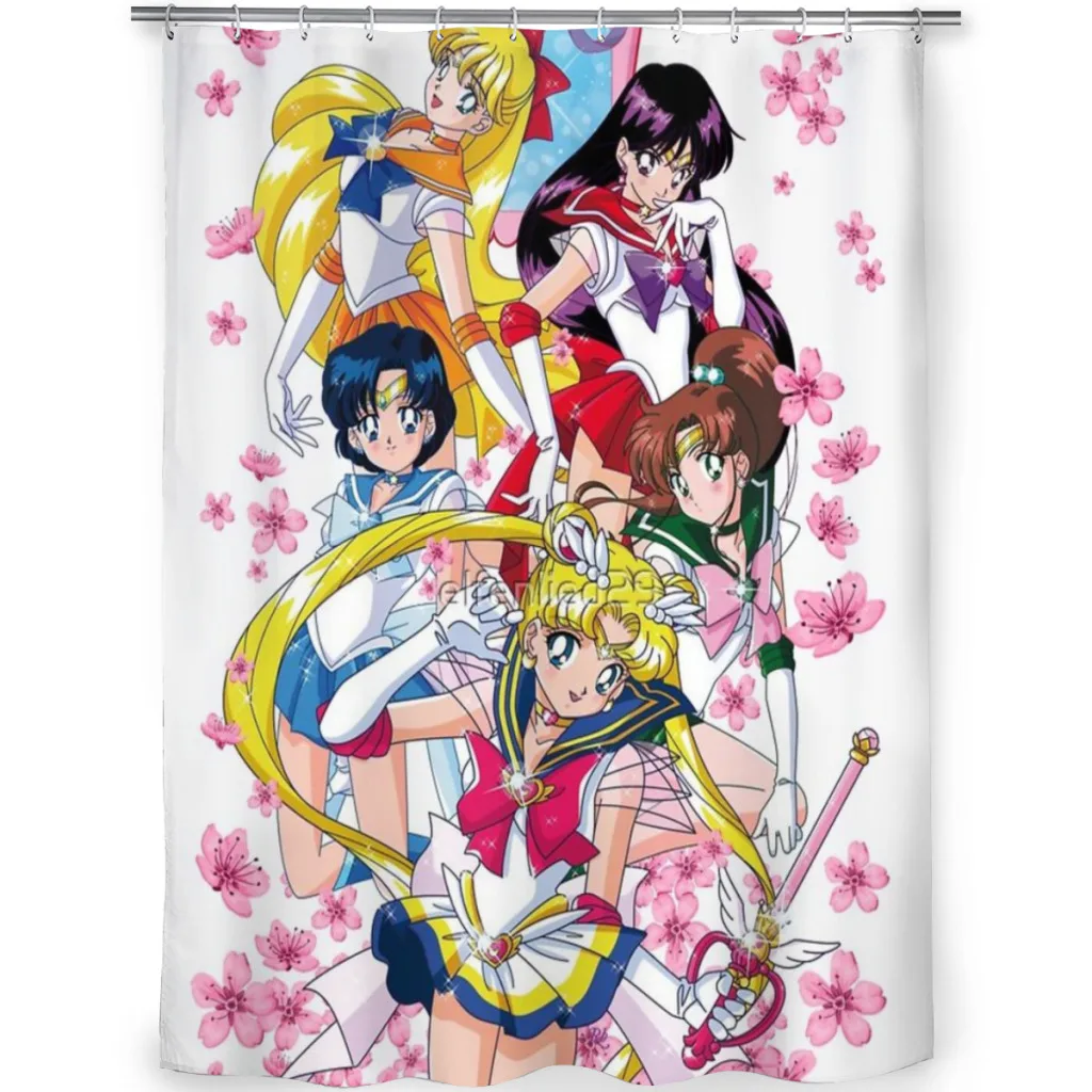 Girls-Sailor-Moon Shower Curtain for Bathroom Aesthetic Room Decoration