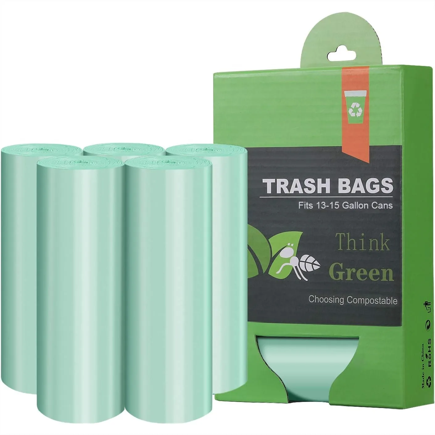 

13-15 Gallon Tall Kitchen Trash Bags, Heavy Duty Unscented 1.18Mils 55 Liter, 60 Count for Home Garden