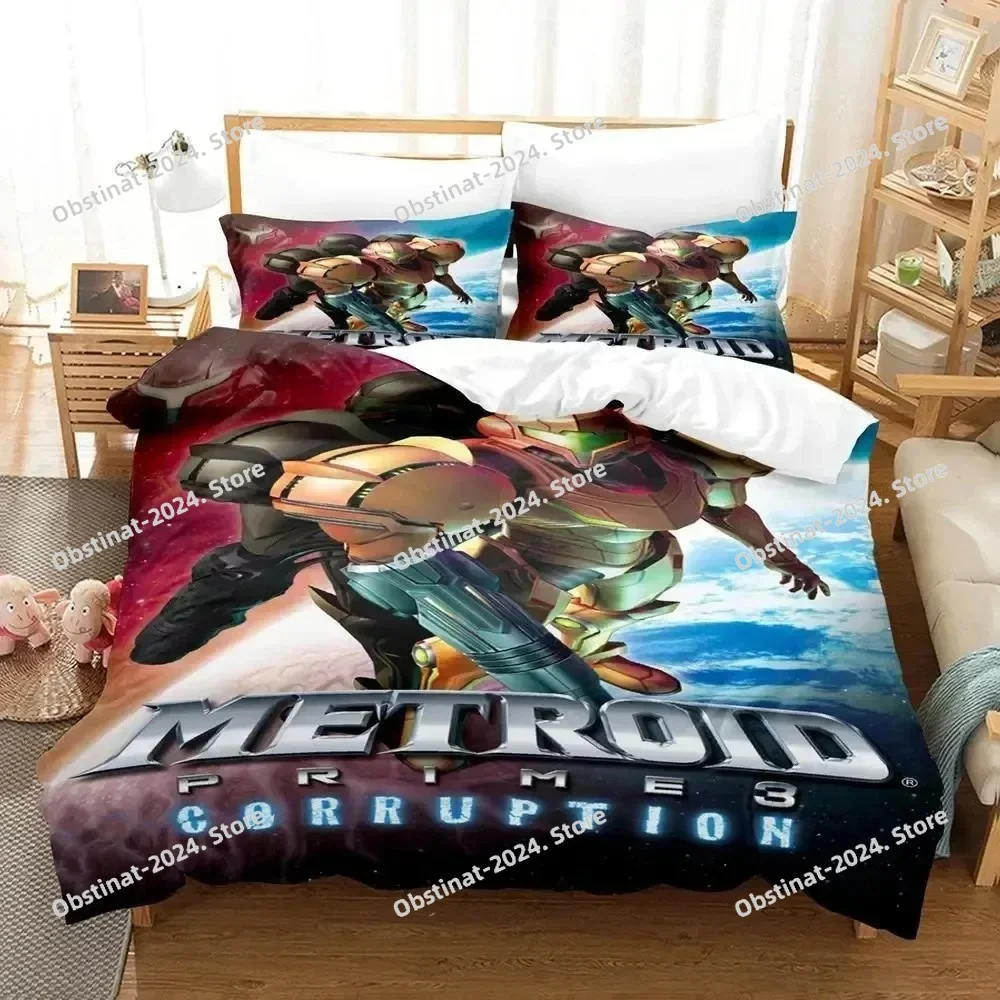 Metroid Prime Corruption Bedding Set Printed Bed Set Duvet Cover Sheet Pillowcase Bed Soft Quilt Cover Full Queen King Size view 3