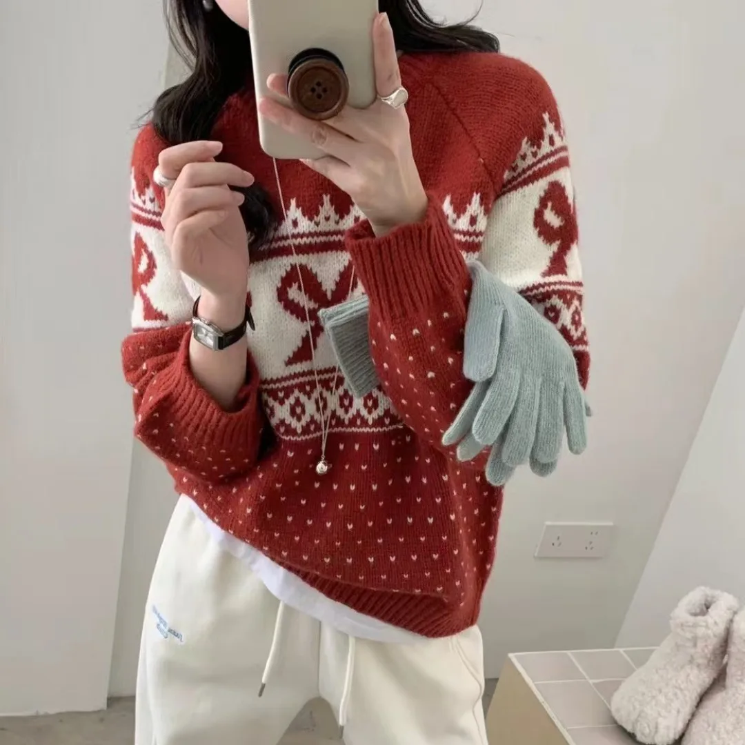 

Шикарный весенне-осенний повседневный универсальный женский свитер с вышивкой Faion Lazy Sle, длинный светящийся круглый ...