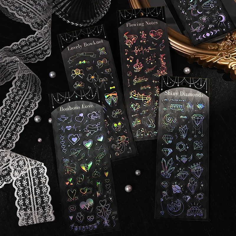 Basic Girl Cooka adesivo impermeabile Sticker Cooka Material Hand Account Decoration Ins Wind Laser Silver Korean System