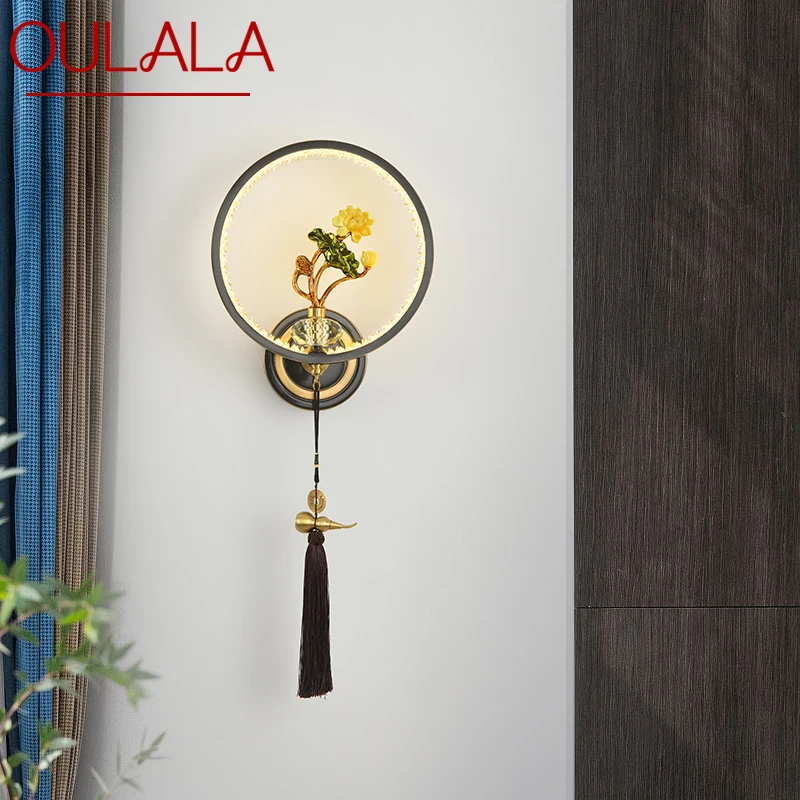 

OULALA Brass Wall Lamp LED Modern Luxury Sconce Light Interior Decoration Household Bedroom Bedside Living Room Corridor Lightin