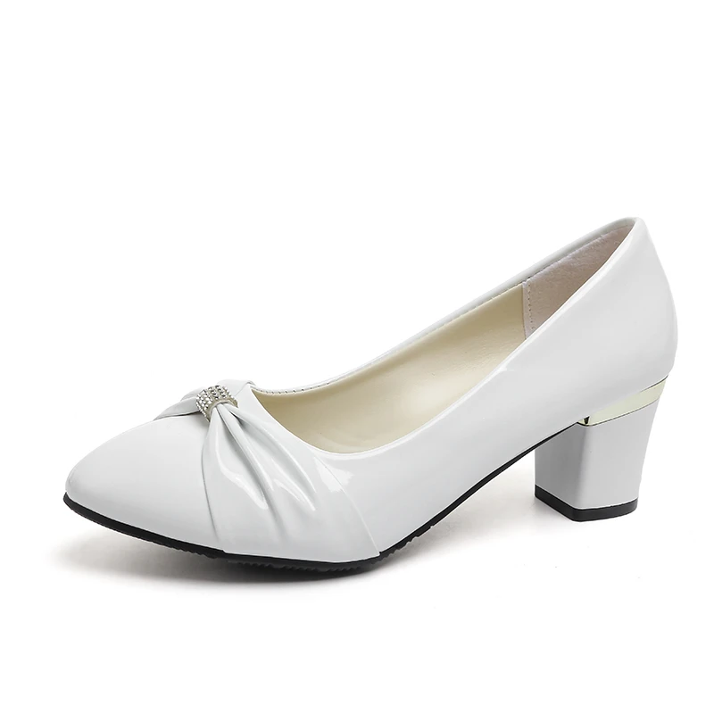 

Designer Ladies Pumps Medium Heel Nude Sexy High Heels Weeding Shoes Women Office Work White Pumps Party Shoes Plus Size 42