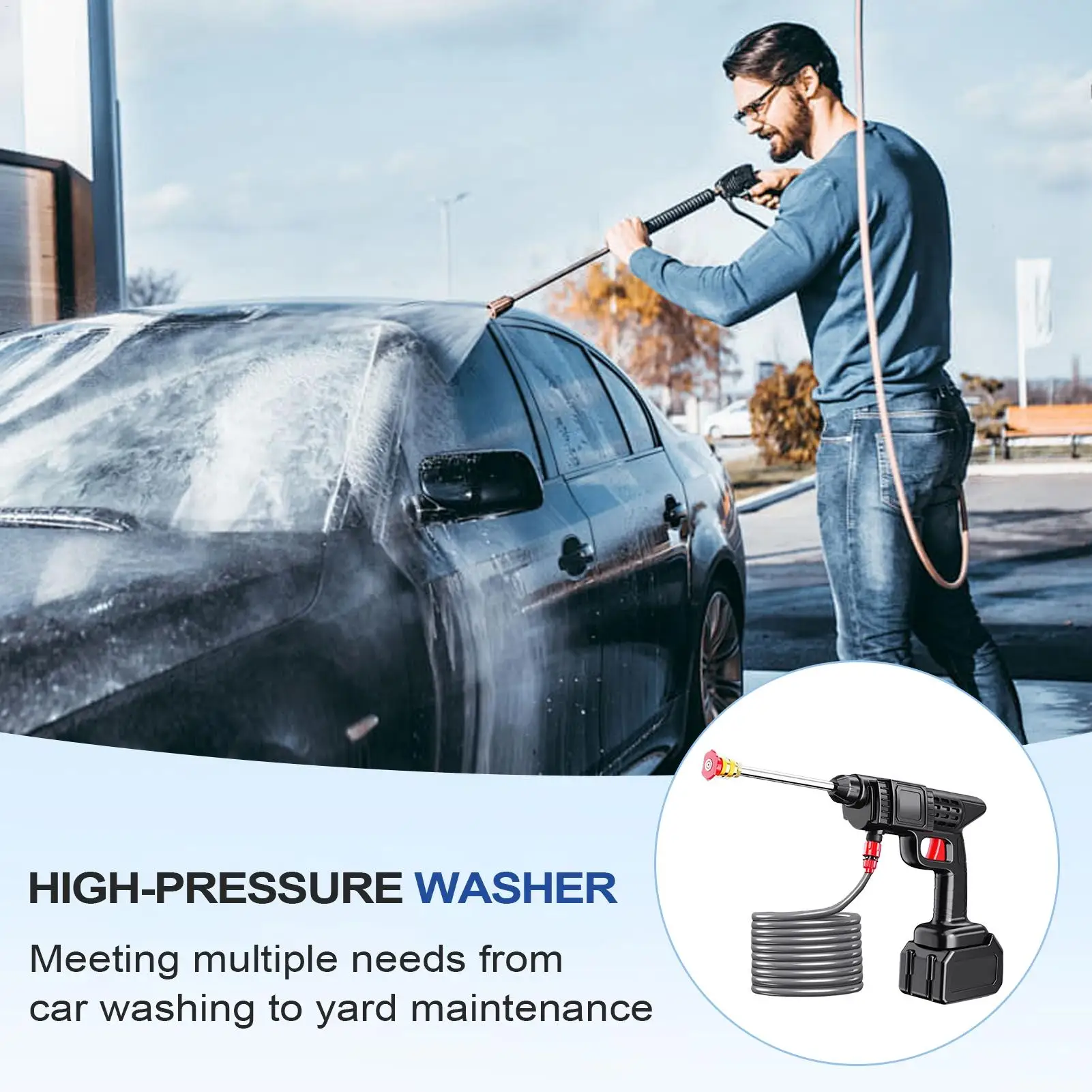 

Water Pressure Washer Wireless Power Washer Scrubber Cleaner Accessories For Patios Roads Benches Beginners Furniture Benches