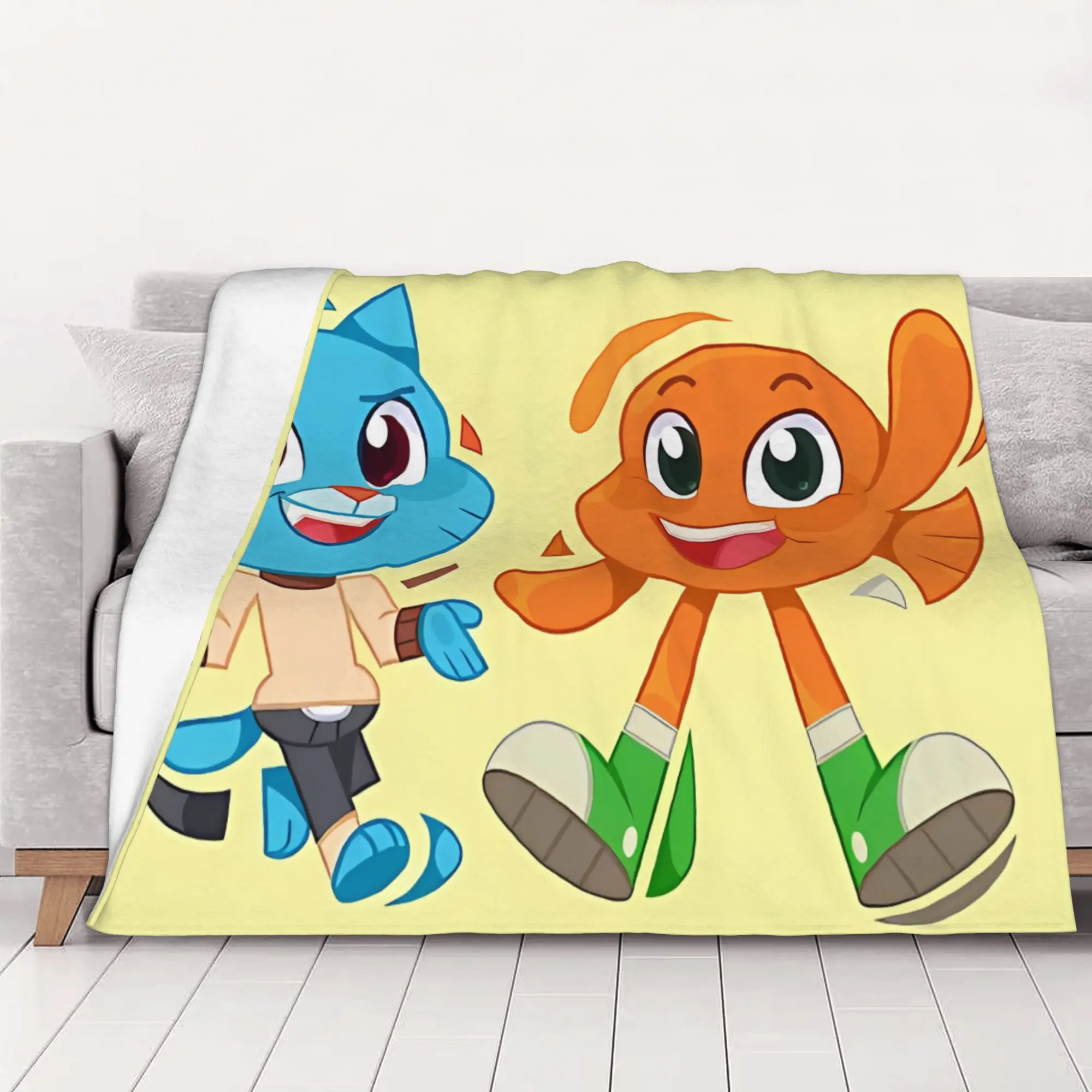 1PC home Cutecore Kitty And Fishey Bros tThe Amazing World of Gumball Blanket Super Cosy Plush Home Living Room Sofa halloween