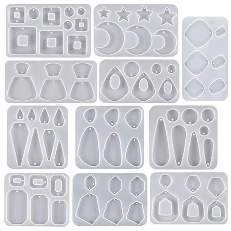 DIY Earring Epoxy Resin Silicone Mold Star Moon Square Droplets Shape Mould For Earring Pendant Epoxy Resin Jewelry Casting Mold