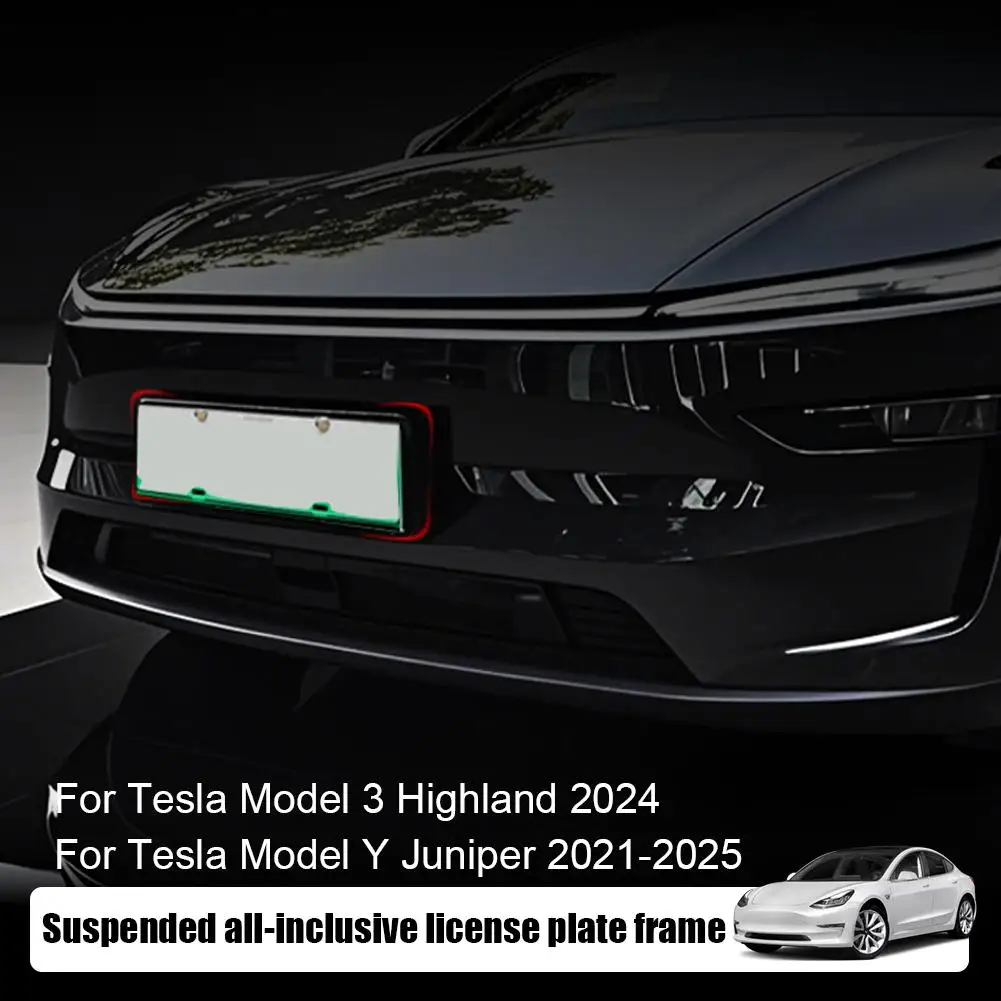 

Рамка для номерного знака Tesla для обновленных моделей, плавающий кронштейн с полным покрытием, крепление в заводском стиле для заднего и переднего номерного знака, аксессуар N3M9