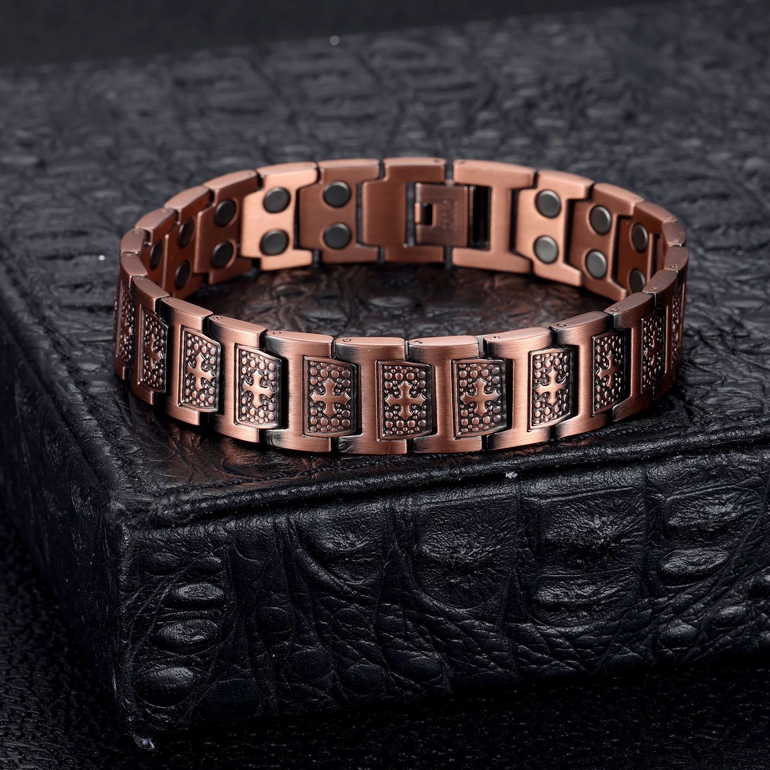 Welmag Pure Copper Bracelets For Man Magnetic Bracelet viking Therapy Arthritis Hand Chain Healthy Jewelry Male Cross Wristband