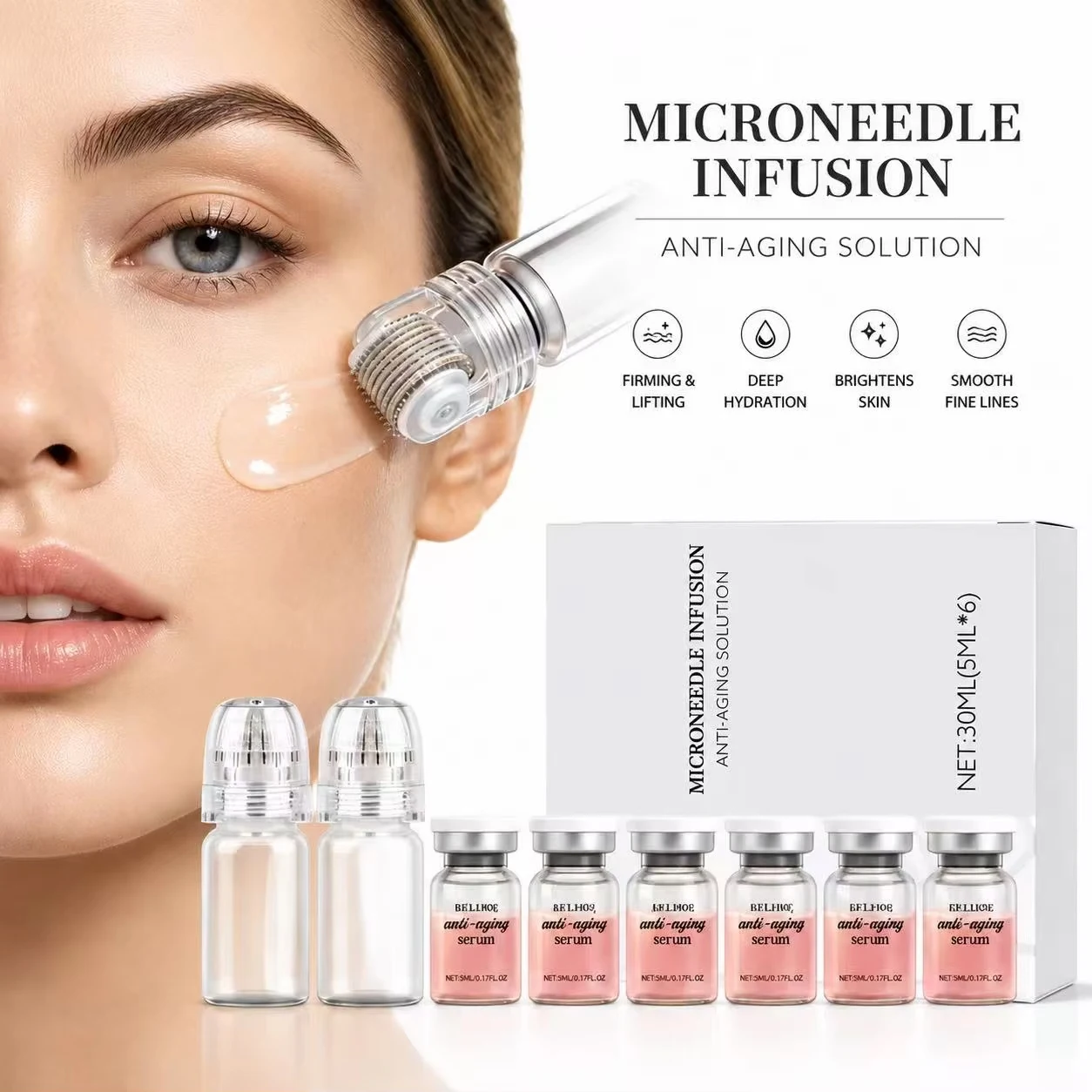 2 Beauty Tools + 6 Bottles Korean Hydrating Renewal Skin Care Set Firming Anti-Fine Lines Nourishing Facial Essence For Daily U