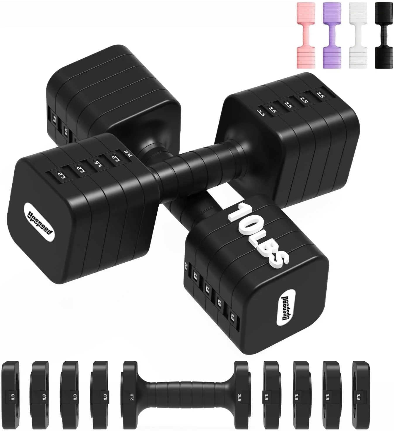 Adjustable Dumbbell Set 16-20LBS for Home Gym, Non-Slip Grip, Square Design - Free Weights for Men & Women
