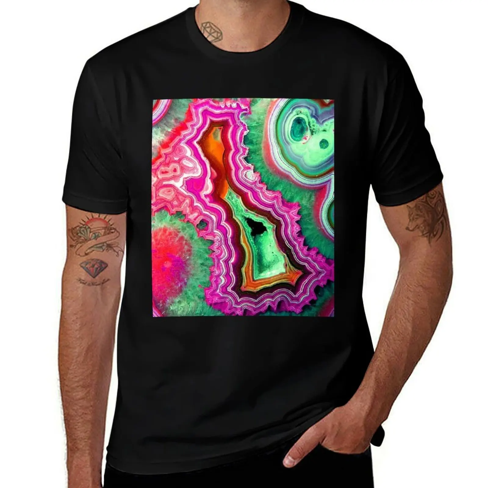 Unicorn Candy Quartz Crystal Agate View T-Shirt Casual Work Wear T-Shirt