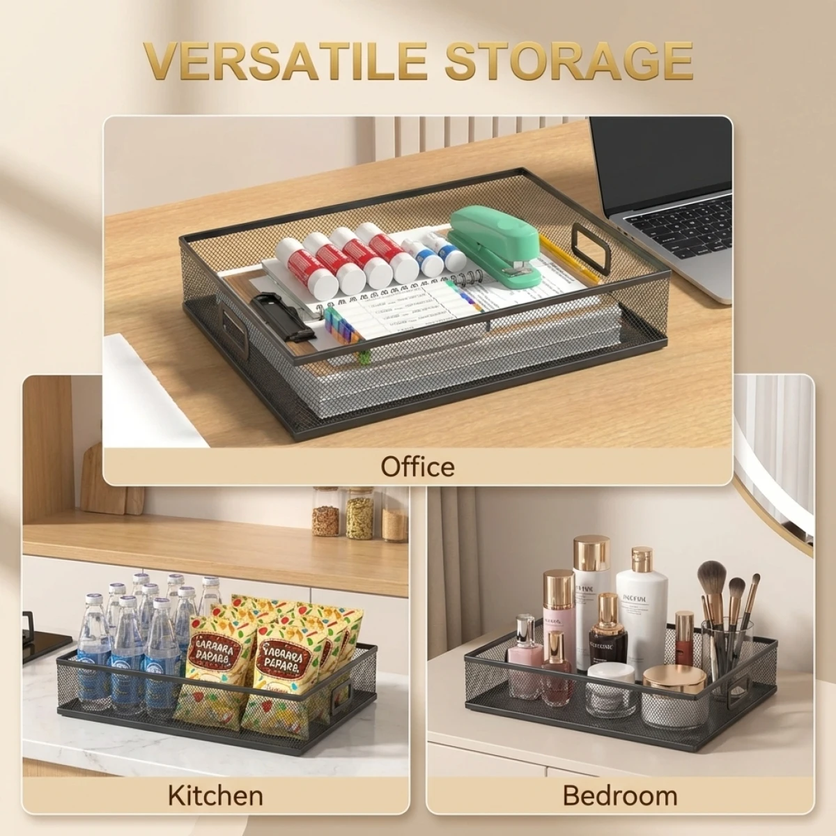 Desktop File Organizer  Sliding Tray Heavy Duty Metal Document Rack Smooth Pull-Out Holder for Office Desk