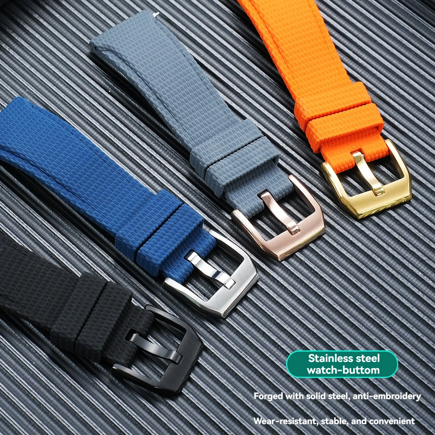 Curved interface quick release universal fluorine rubber watchband suitable for Omega Mido IWC Seiko Tissot Breitling strap 22