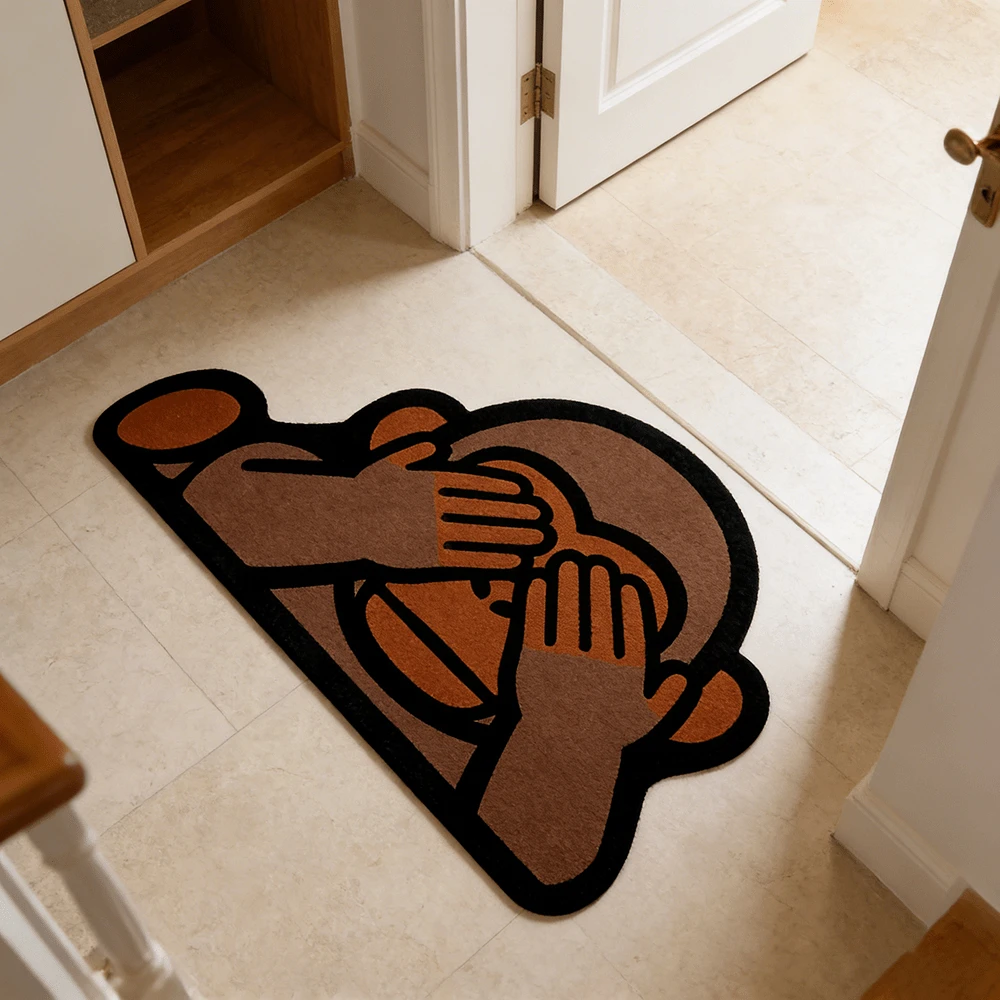 Washable Monkey Shaped Plush Mat Non Slip Soft Rug For Bedside Bathroom Entryway Home Decor