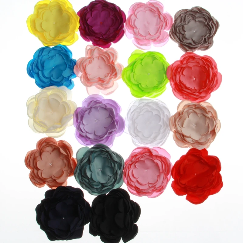 20PCS 9.5CM Hot Sale Satin Burned Flowers For Headbands Skin Burning Fancy Hair Flowers For Hair Accessories Bouquet