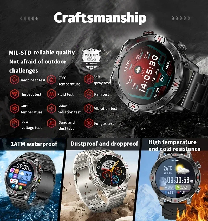 Xiaomi New Outdoor Military GPS Smart Watch Men AMOLED Screen Heart Rate Blood Pressure Bluetooth Call Waterproof Smartwatches