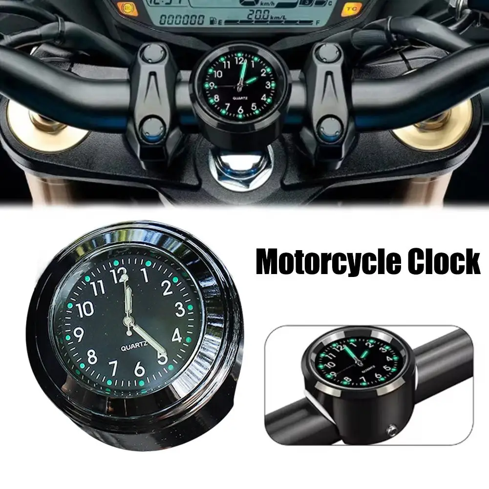 Aluminum Luminous Quartz Watch 22-25mm Motorcycle Scooter Bicycle Handlebar Mount Clock Time Display Clock Moto Accessories