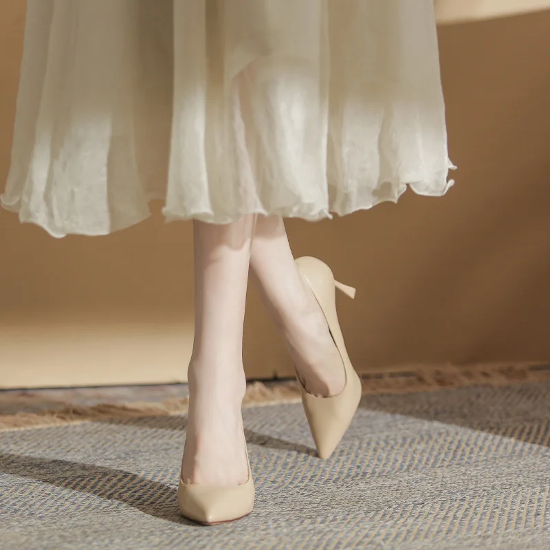 Professional Commuter Versatile High Heels Women's Shoes New Style Temperament Pointed Head Single Shoes Slim Heels Fashionable