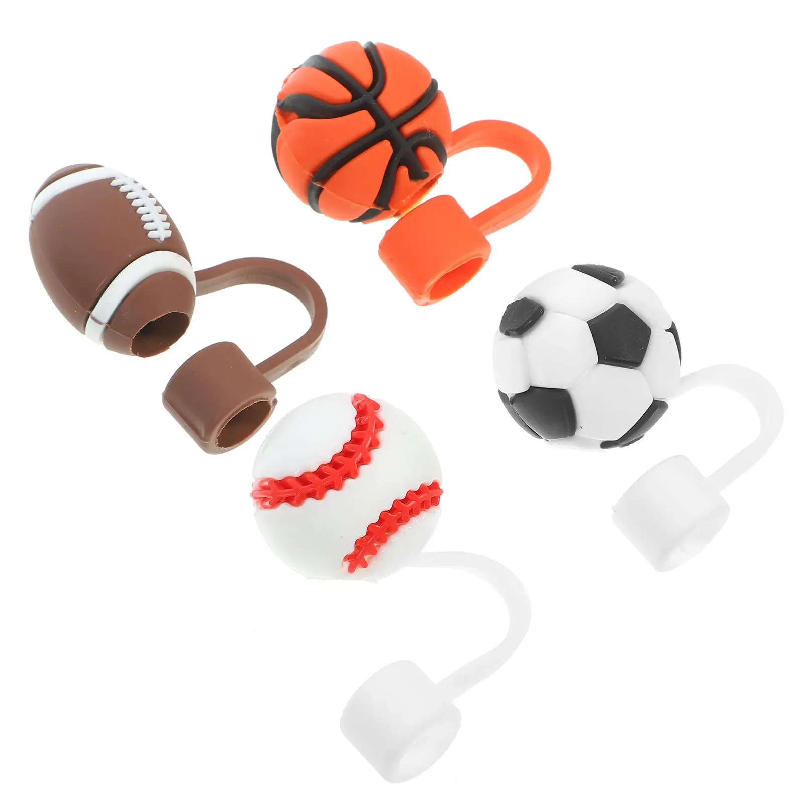 

4 Pcs Straw Caps Dust Plug 10mm Size Cute Cartoon Soft Covers for Tumblers Reusable PVC Tips Straw Topper Storage