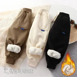 Pantalones deportivos de terciopelo para niños y niñas, pantalón largo de pana de algodón, grueso, informal, cálido, 1-7T, invierno y otoño, 2023