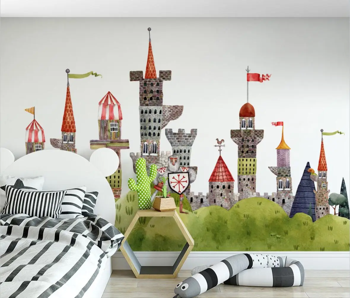 Fairy Tale Rainbow Forest Castle 3D Custom Wallpaper for Children's Room Home Decoration Murals Wall Paper Stickers