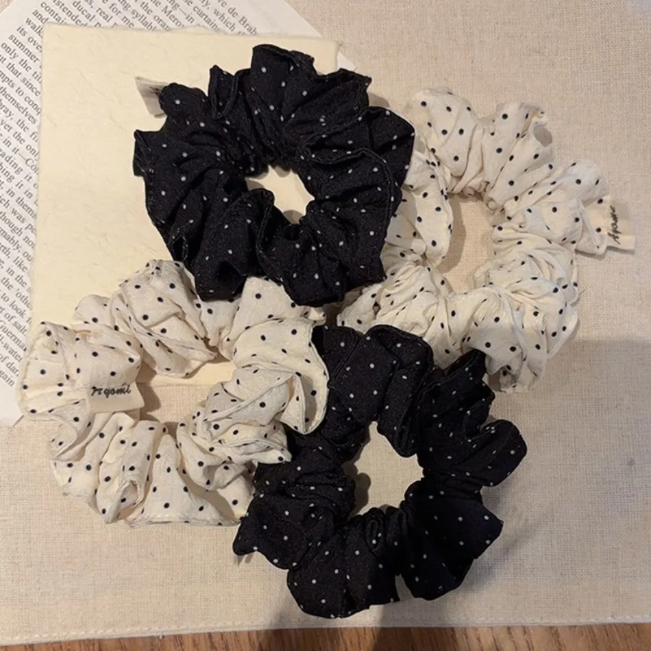 Korean Polka Dot Large Scrunchie Hair Band Women's High Elastic Hair Rope Back Head Ball Head Rope Rubber Band Gentle Hair HP01