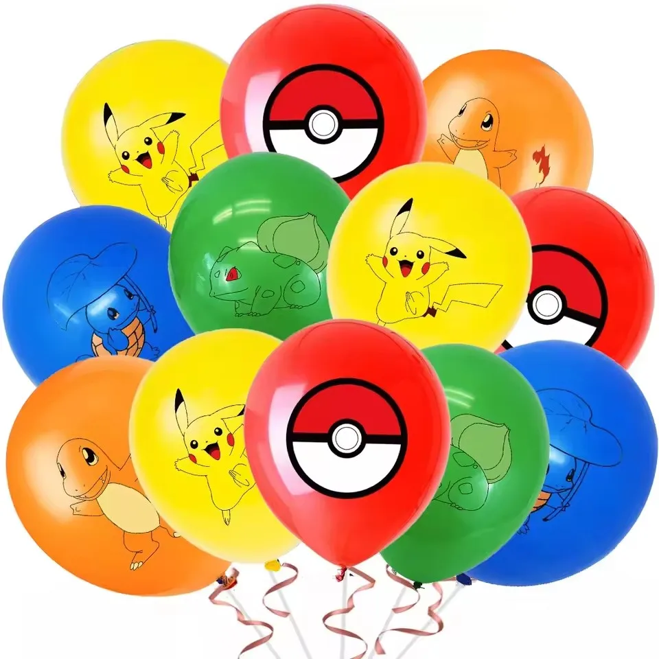 Globos de látex de Pokémon, suministros para fiestas de cumpleaños, globo de Pikachu de dibujos animados, recuerdo para Baby Shower, decoraciones para fiestas, 10/20 piezas